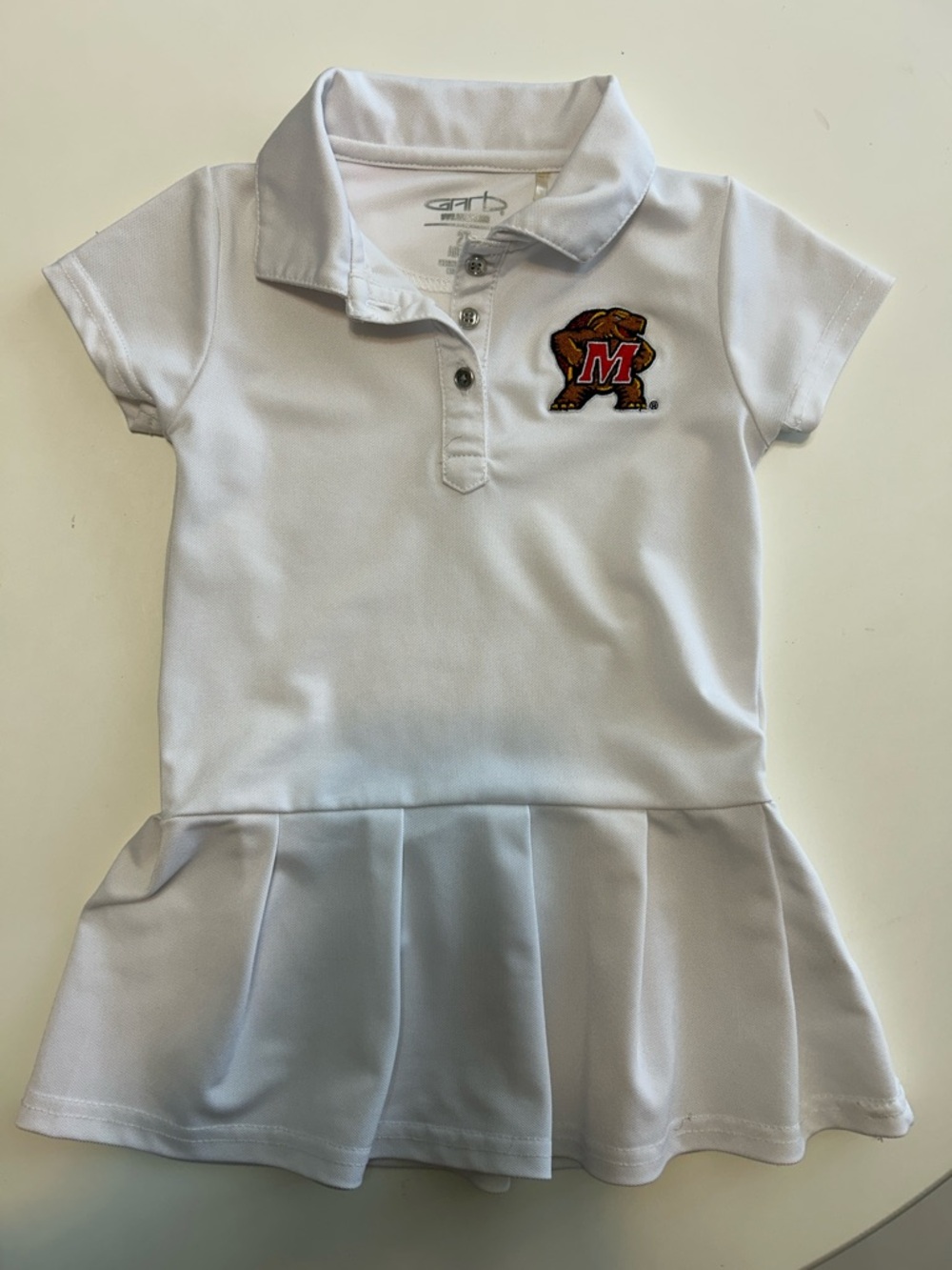 Girls' White Polo Dress with Maryland Terrapin Logo